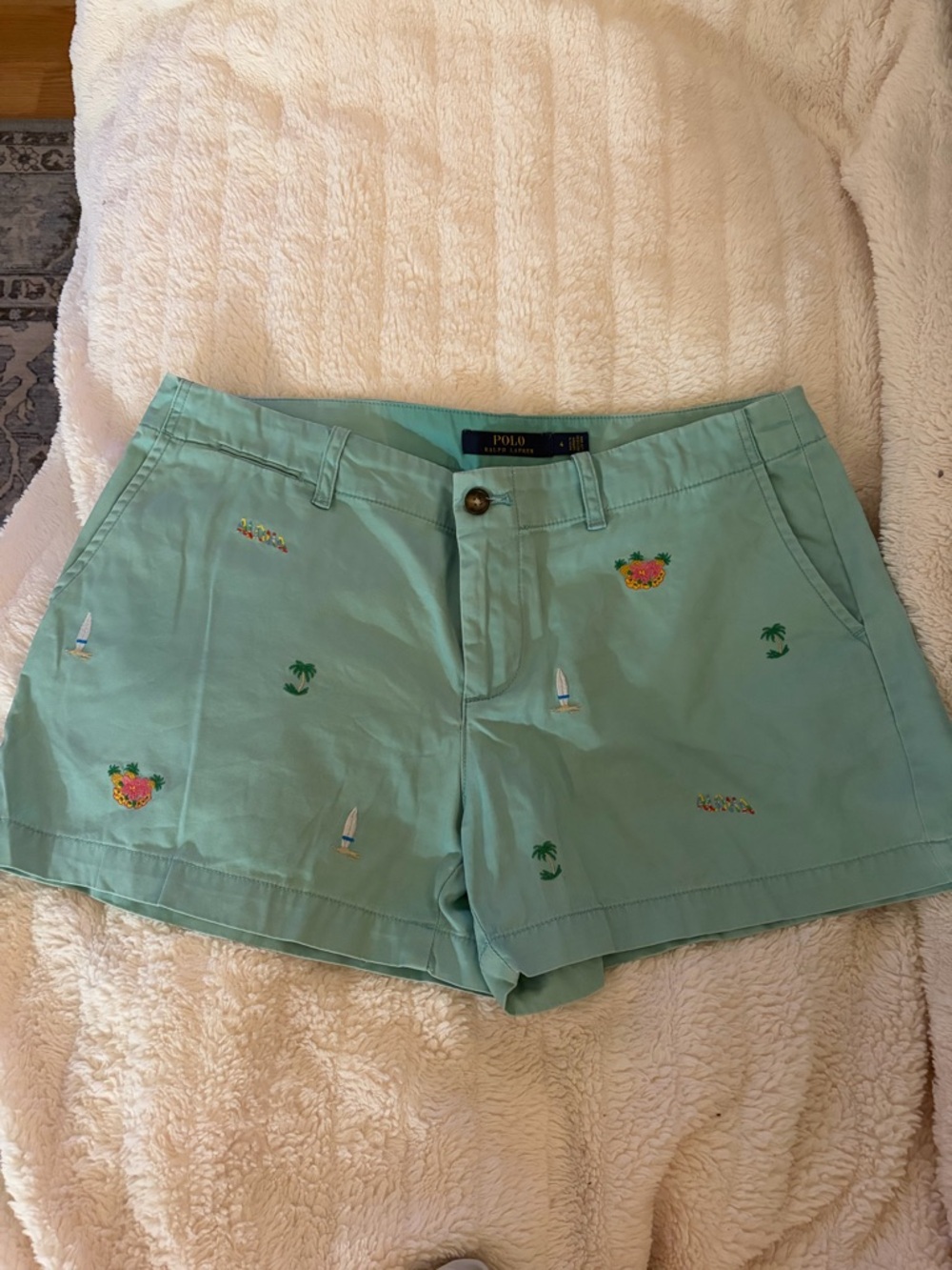 Polo by Ralph Lauren Seafoam Embroidered Women's Shorts